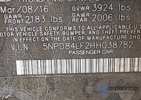 2017 Hyundai Elantra Se z USA, uszkodzony, nr VIN 5NPD84LF2HH038782